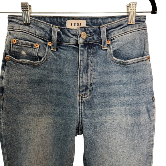 Pistola Womens Denim Jeans High Rise Straight Leg Ripped Frayed Size 25 Distress - Picture 3 of 9